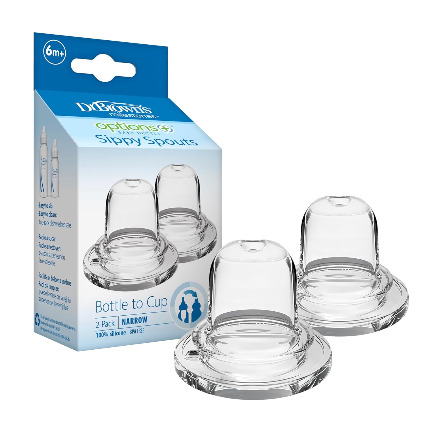 Baby Bottle Sippy Spout, Soft Silicone, 6m+, 2 Count Q379