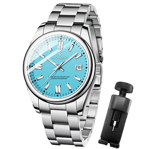 AKNIGHT Men Watch Waterproof Stainless Steel Watch for Men Analog Chronograph Fashion Watch, Easy Read Men Dress Watch Luminous Watch Elegant Gift
