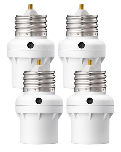 DEWENWILS Light Sensor Socket, Dusk to Dawn Light Socket Adapter, 360° Sensor Rotation, E26/E27 Light Bulb Sockets for Porch Light, Wall Light, Compatible with LED/INC/CFL/Halogen Bulbs, 2 Pack