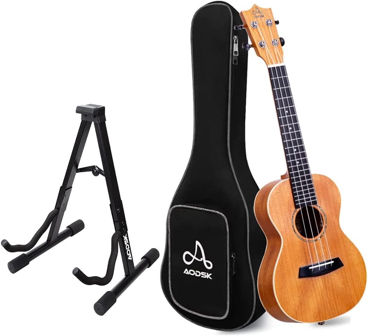 Concert Ukulele for Beginners Kit for Kid Adult Student,Mahogany 23 Inch Hawaiian Starter Uke+Folding Guitar Stand