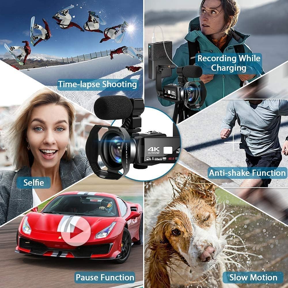 4K 48MP Camcorder with WiFi, Night Vision, Touch Screen and Remote N707