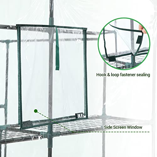 Portable Walk-in Greenhouse with Transparent PVC Cover, 12 Shelves W76383