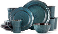 16 Piece Lavish Dinnerware Set with Complete Set - Blue Set of 4