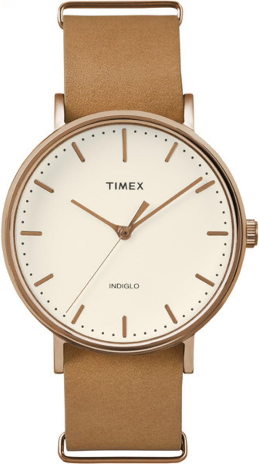 Timex Unisex TW2P91200 Fairfield 41 Brown Leather Slip-Thru Strap Watch
