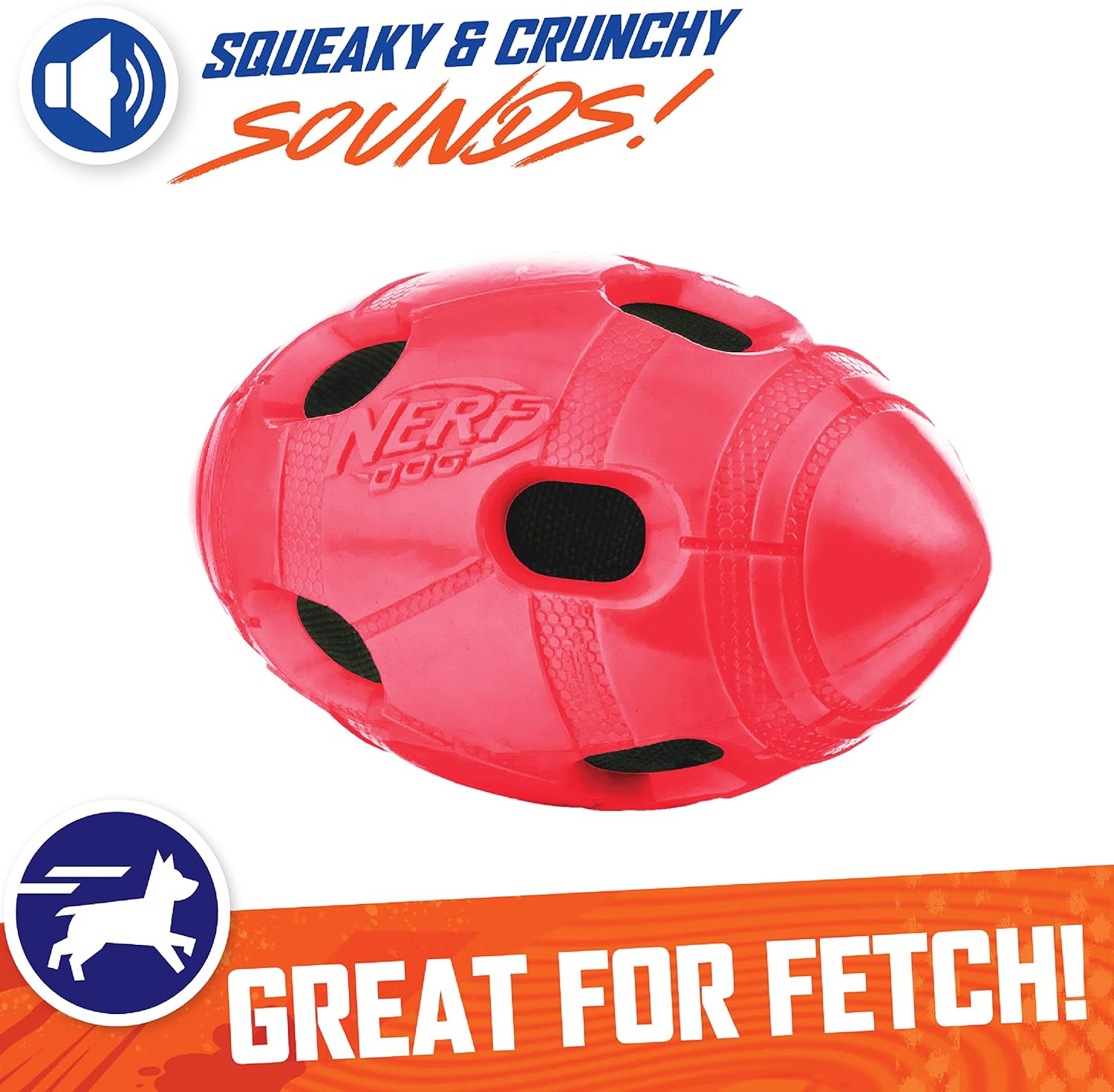 Rubber Football Dog Toy with Squeaker, 6 Inch, for Medium/Large Breeds K88639