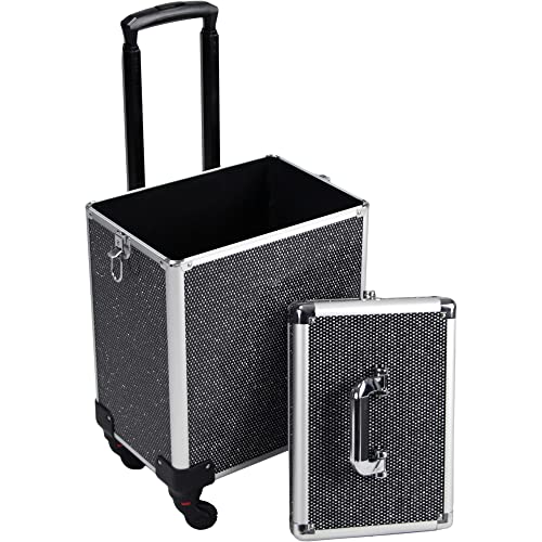 Rolling Makeup Train Case with Removable Wheels, Aluminum Travel Organizer Z222735