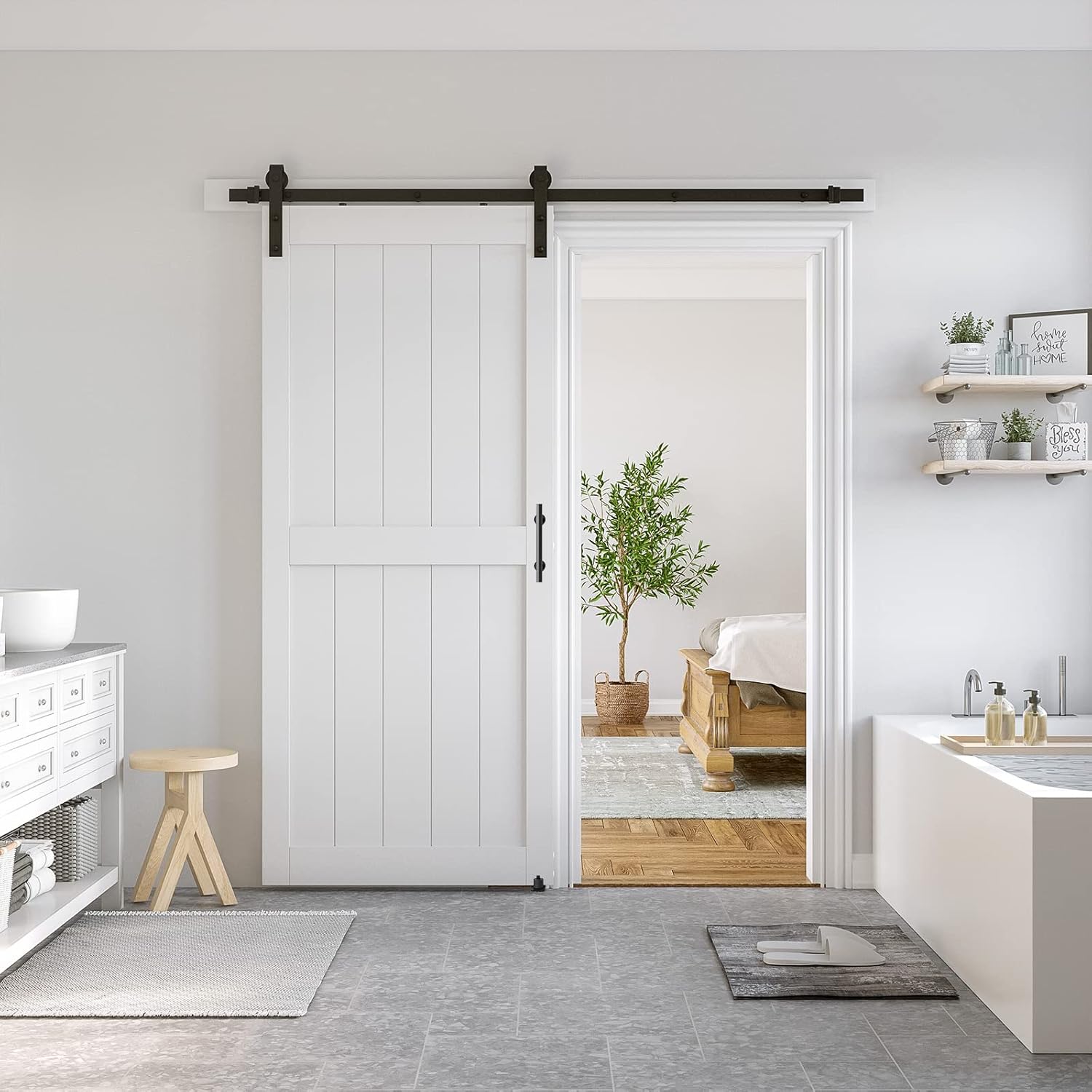 Sliding MDF Barn Door with Black Hardware Kit L782592