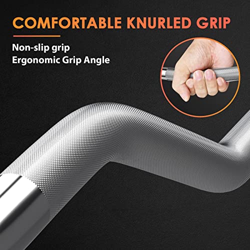 47" Curl Bar for Hip Thrusts, Squats, Lunges, 1-inch Plates, with 2 Star Collars B235924