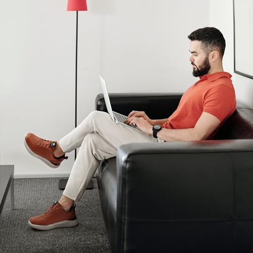Men's Wide Dress Sneakers Comfortable Leather Walking Shoes P566287