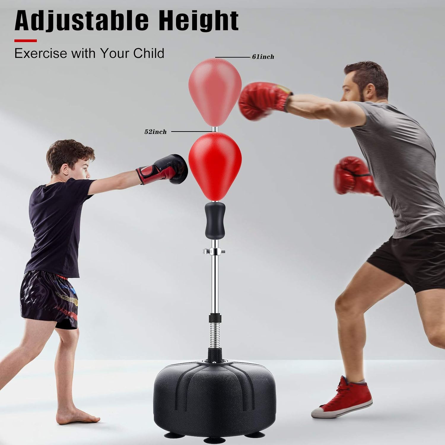 Punching Bag with Stand, Adjustable Height Boxing Reflex Bag for Adults & Kids Y23797