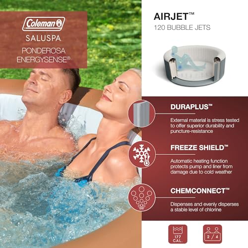 2 to 4 Person Inflatable Hot Tub Round Portable Outdoor Spa with 120 AirJets N610260