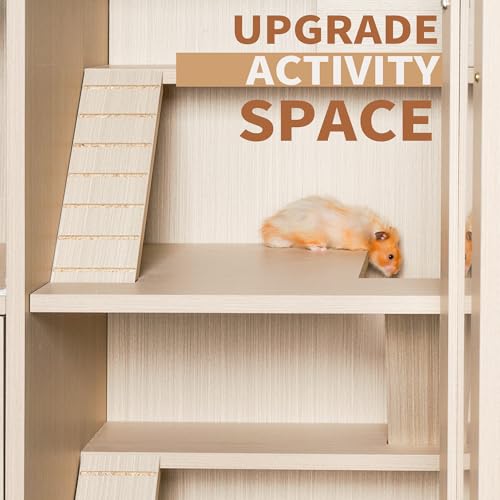 Wooden Hamster Cage with Storage Cabinet, Openable Top, Acrylic Windows F965917