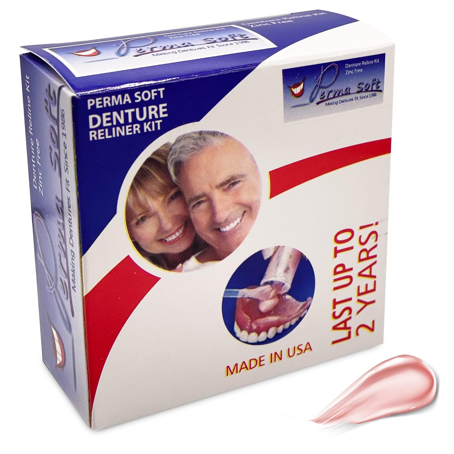 Perma Soft Denture Reliner Kit - Relines 2 Denture Plates - Semi Soft DIY Denture Liner for Upper and Lower