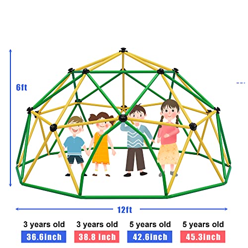Kids Climbing Dome Tower - 12 ft Jungle Gym Geometric Climber with Rust & UV Resistant Steel I868