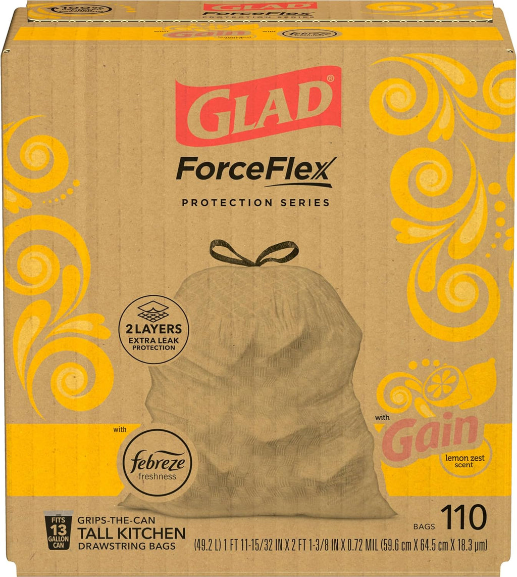 Tall Kitchen Drawstring Garbage Bags, 13 Gal, 110 Ct Q28498