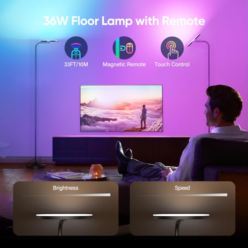 RGB Floor Lamp, 36W LED Standing Lamp with Remote, Dimming and Color Changing Y8634