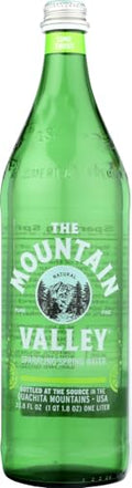 The Mountain Valley 1 Liter Sparkling Water in Glass bottle 1 Liter (Pack of 12)