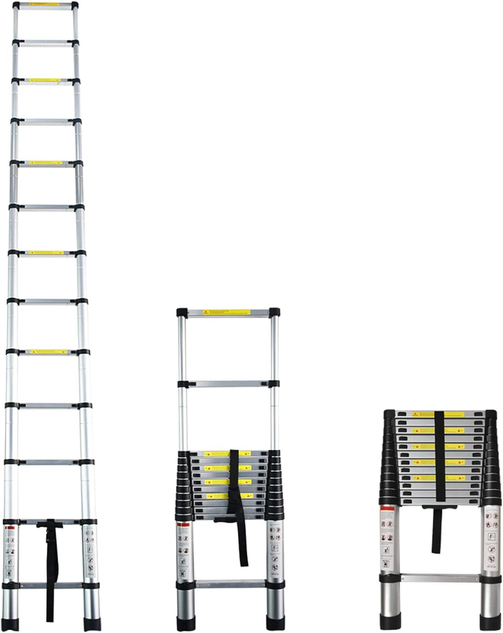 Telescopic Extension Ladder, One-Button Retraction, 330 lbs Capacity, 14.5 FT F558