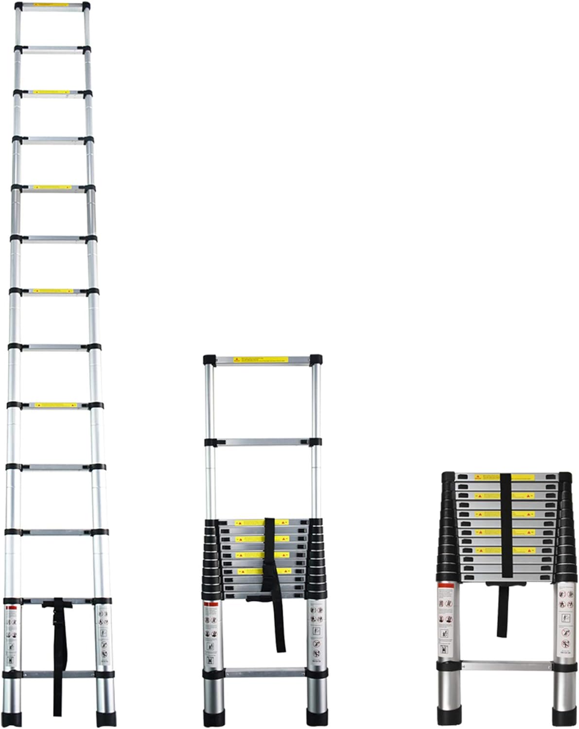 Telescopic Extension Ladder, One-Button Retraction, 330 lbs Capacity, 14.5 FT F558