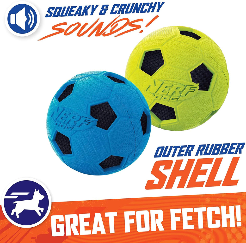 Dog Soccer Ball Toy with Interactive Crunch, Lightweight, Durable, 3 Inches, Two Pack F2196