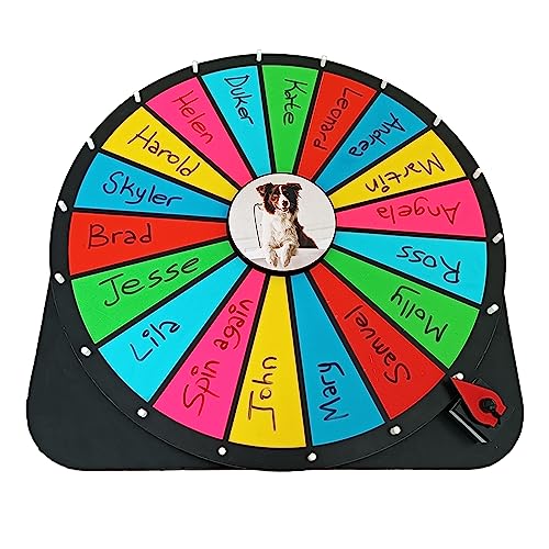 Handmade 24 Inch Spinning Prize Wheel - 18 Slots Tabletop Roulette Spinner - Wheel of Fortune – Erasable Win The Fortune Spin Game for Trade Show and Spin The Wheel with Dry Erase Marker (Red)