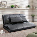 Futon Floor Sofa 5-Position Folding Chaise Lounge w/Adjustable Back&Steel Frame for Gaming Video,Multi-functional Lazy Sofa Sleeper Bed w/2 Lumbar Pillows&Thick Cushion for Living Room Bedroom (Black)