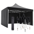 Commercial Canopy Tent 10*10ft,Instant Gazebo Tent, Outdoor Portable Shelter With 3 Sidewalls, Windows, Wheeled Bag,Stakes and Ropes,Pop Up Canopy Tent for Outdoor/Parties and Events-black