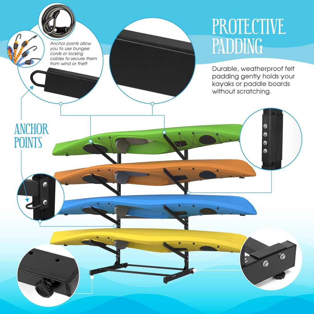 Adjustable Kayak Storage Rack, Freestanding Sup Stand, Heavy Duty Canoe Holder G339