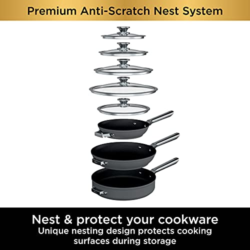 10 Piece Pots & Frying Pans Set with Glass Lids, Nonstick, Oven Safe to 500°F E2836