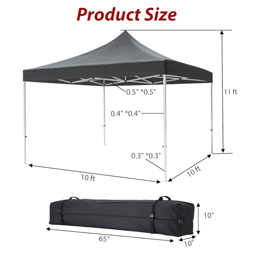 Pop Up Canopy Tent 10x10ft with 3 Sidewalls and Wheeled Bag D95987