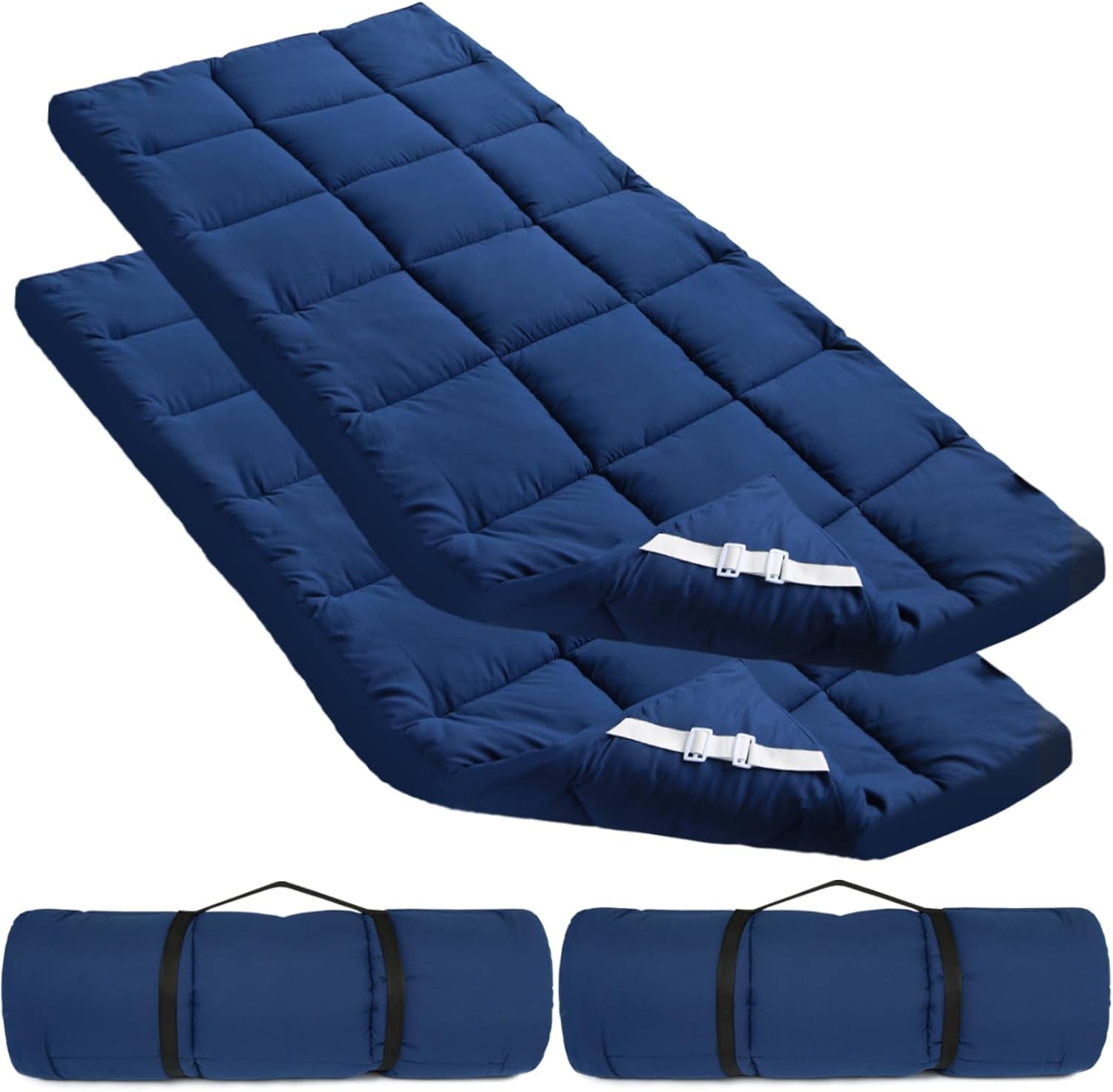 Cot Mattress Topper (Improved Thickness), Quilted Cot Pads for Camping 2 Pack, Soft Comfortable Sleeping Cot Mattress Pad Only, Camping Mattress Pad 75"x30" for Camp Cot/Rv Bunk/Narrow Twin Beds, Navy