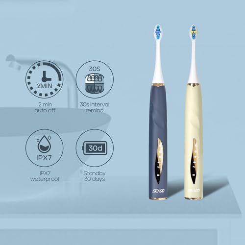 Rechargeable Electric Toothbrush for Adults with 8 Brush Heads and 5 Modes D33384
