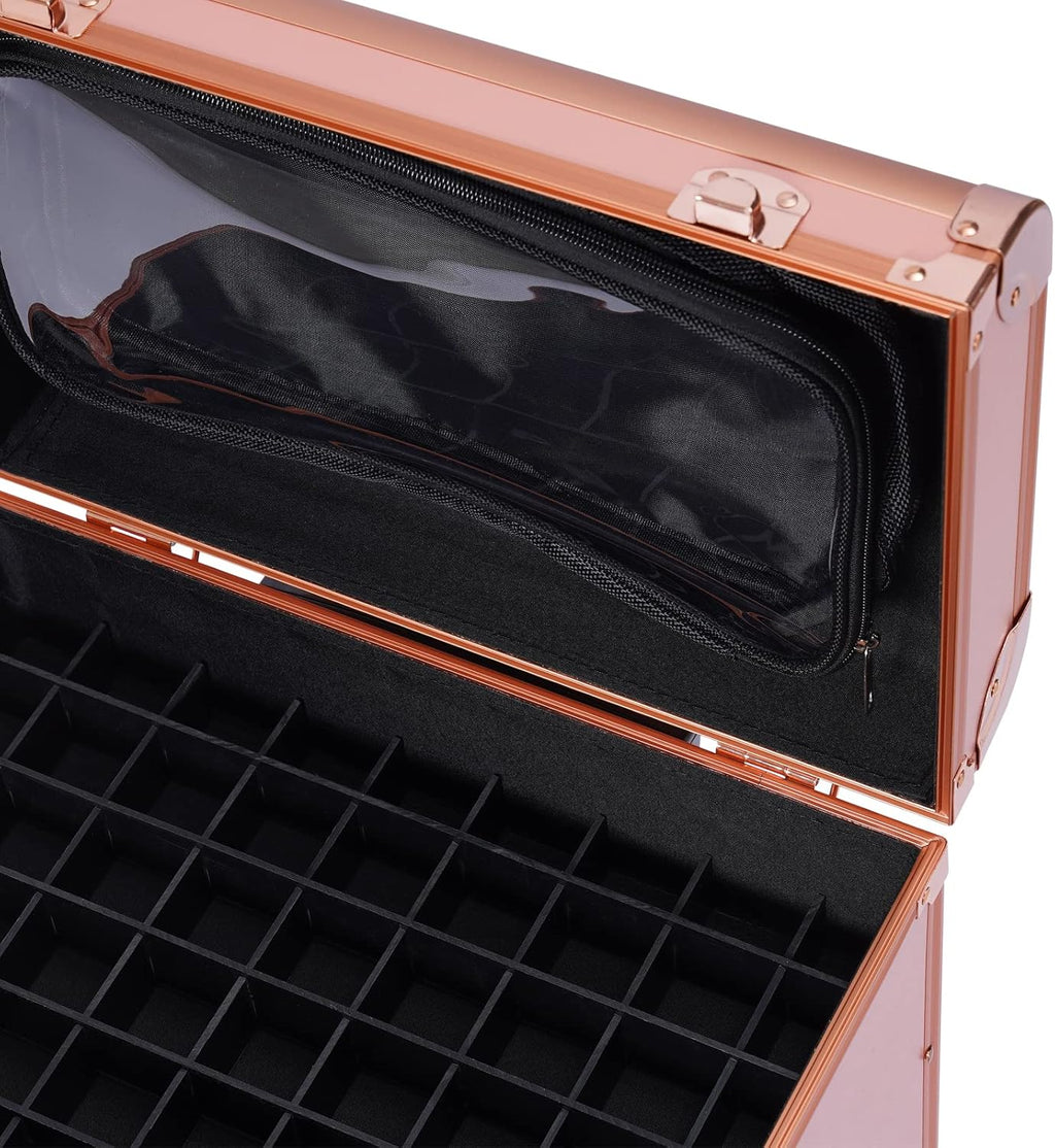 Rolling Makeup Train Case with Reinforced Lock, Portable for Artists Y4280