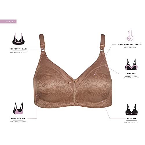 Women's Double Support Wireless Lace Bra with Stay-in-Place Straps Z892