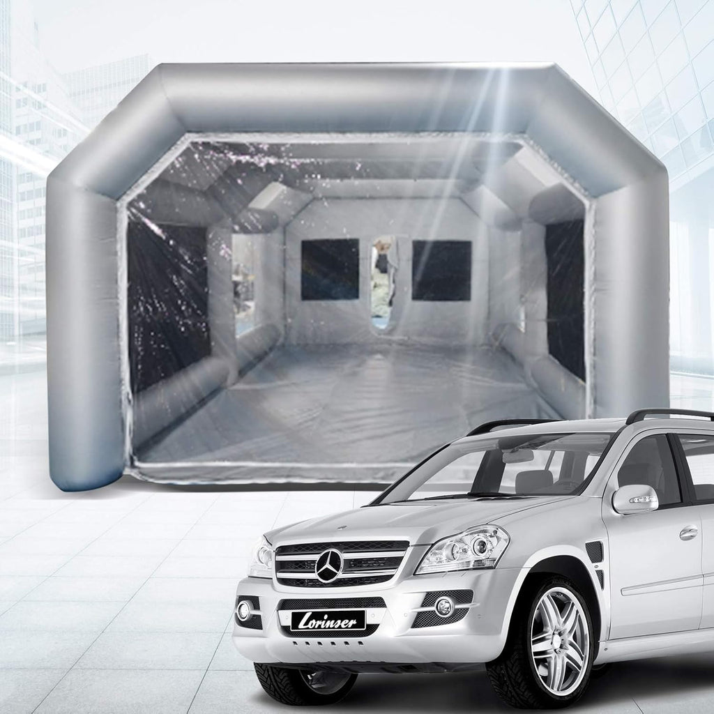 Portable Inflatable Paint Booth, 26x13x10Ft Inflatable Spray Booth, Car Paint Tent w/Two Air Filter System, Upgraded Blow Up Spray Booth Tent, Auto Paint Workstation, Car Parking Garage