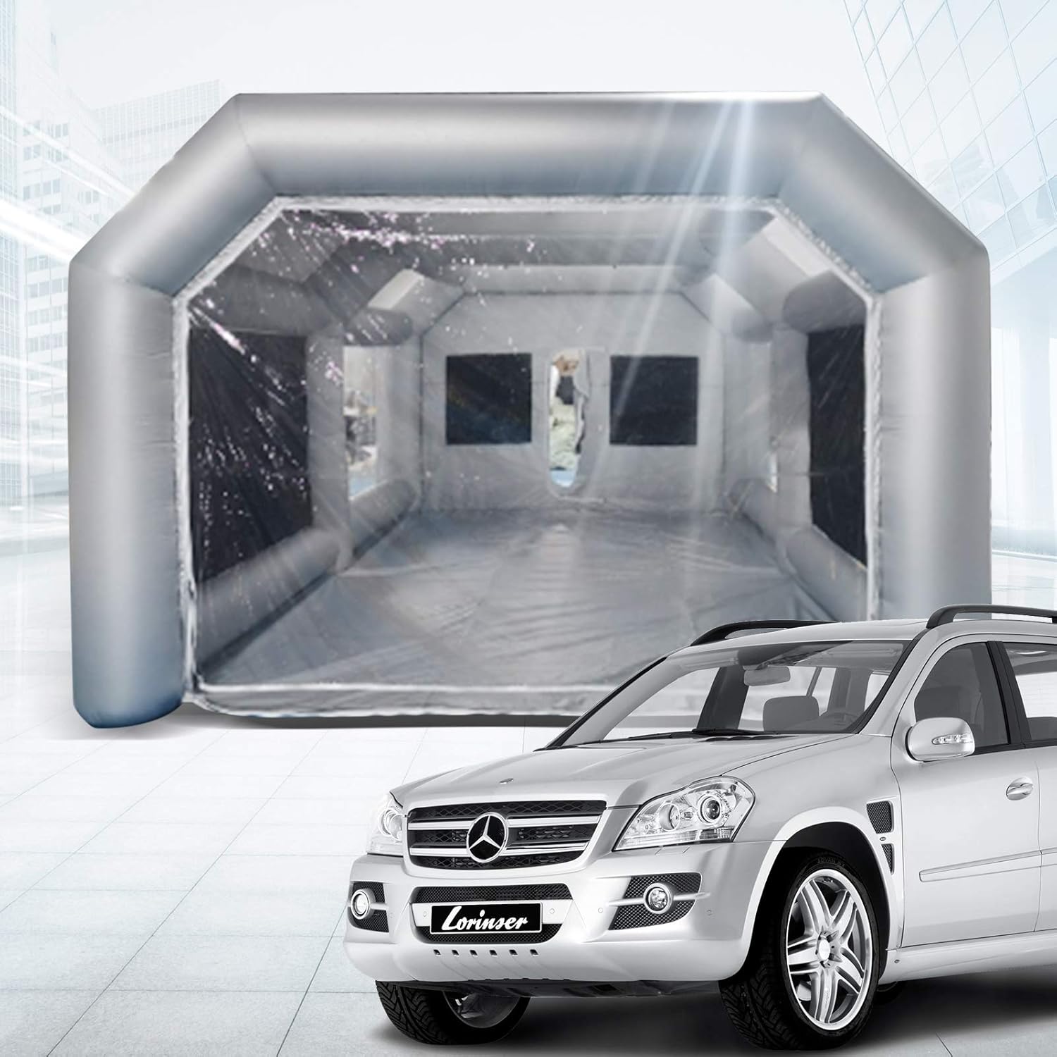 Portable Inflatable Paint Booth, 26x13x10Ft Inflatable Spray Booth, Car Paint Tent w/Two Air Filter System, Upgraded Blow Up Spray Booth Tent, Auto Paint Workstation, Car Parking Garage