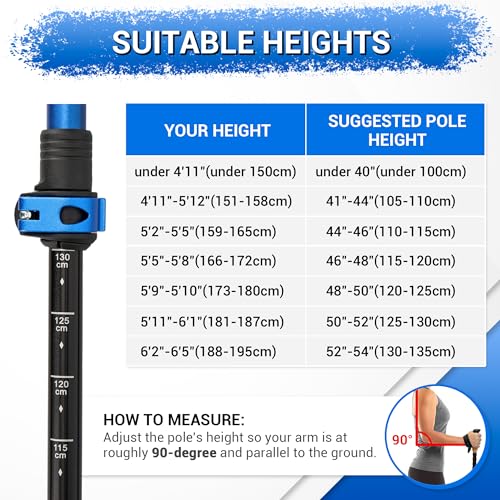 Trekking Poles for Hiking and Walking, Lightweight Aluminum with Cork Grip, Collapsible Z304936