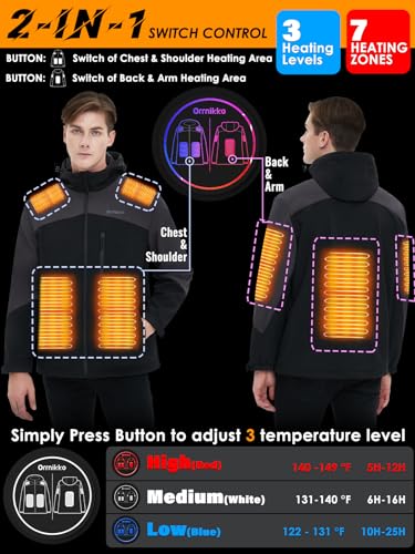 Men's Heated Jacket with Battery Pack and Hood S48828