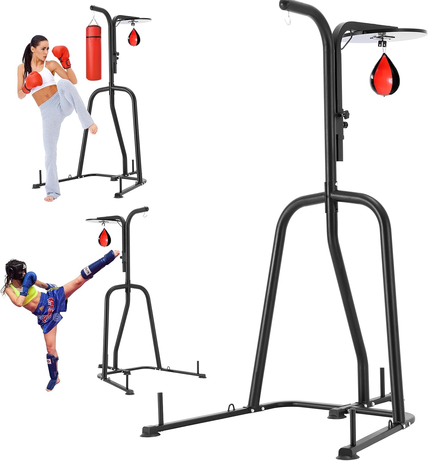 VEVOR Punching Bag Stand, Steel Heavy Duty Workout Equipment, Boxing Punching Bag Stand, Holds Up to 400 lbs, Freestanding Sandbag Rack with Weighted Base, Training Equipment for Home Gym Fitness