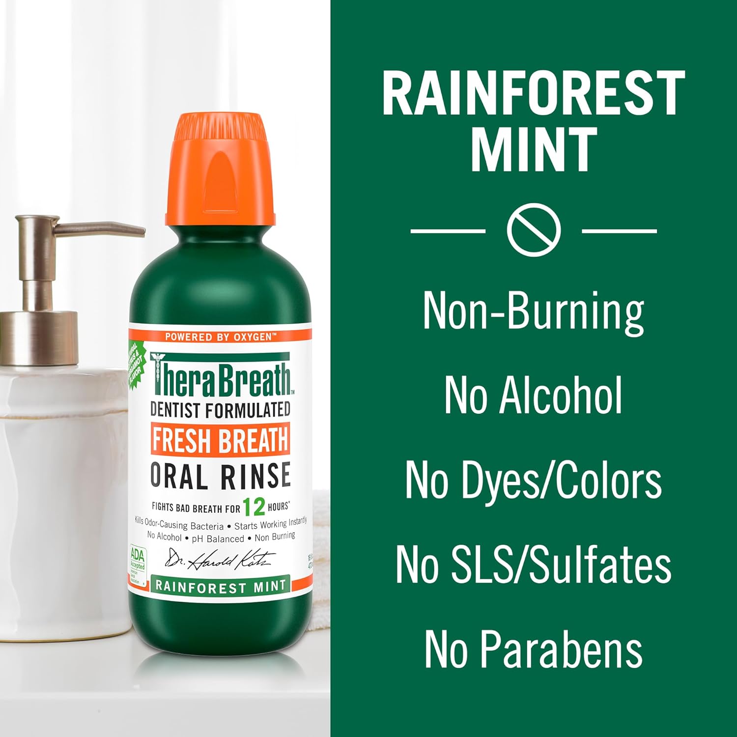Alcohol-Free Mouthwash, Rainforest Mint, 16 Fl Oz (2-Pack) S7602