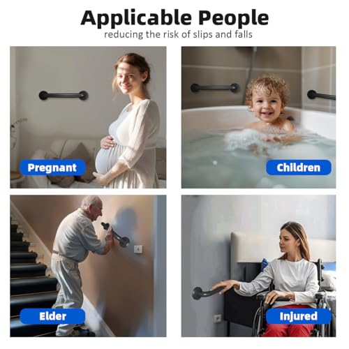 Wall Handrail for Stairs Safety Grab Bar Matte Black 12 Inch I869