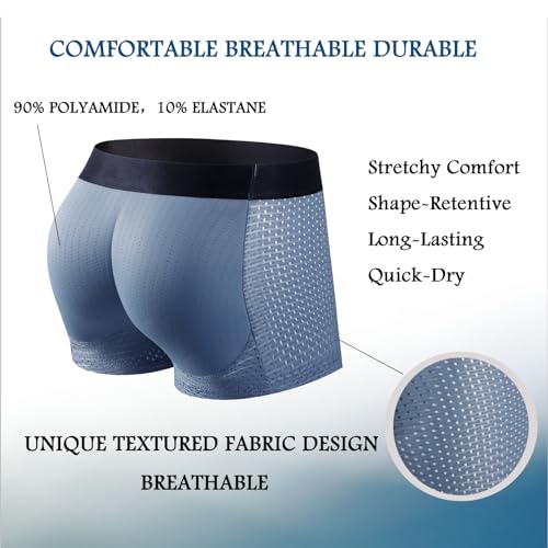Men's Mesh Shapewear Boxer Briefs with Butt Enhancing Pads W939