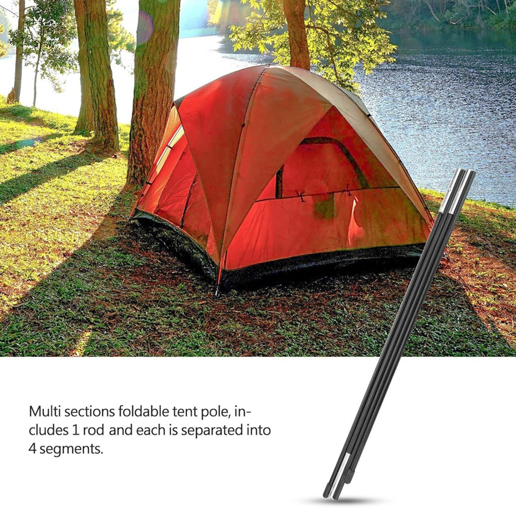 Tent Replacement Support Poles 7mm Fiberglass, 4-Section Collapsible E694