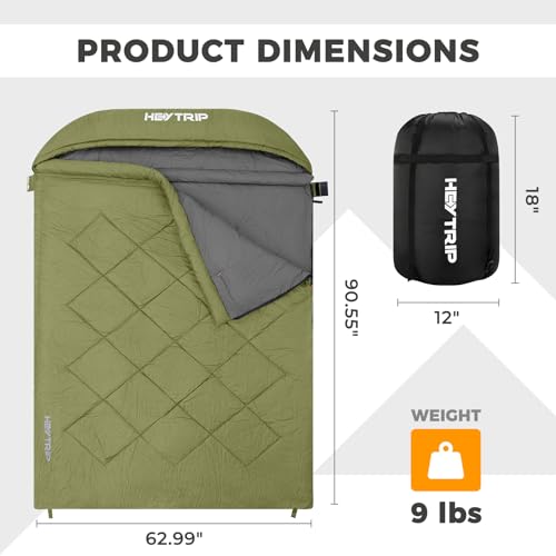 Double Sleeping Bag with Blanket Queen Size for Adults Camping M9532