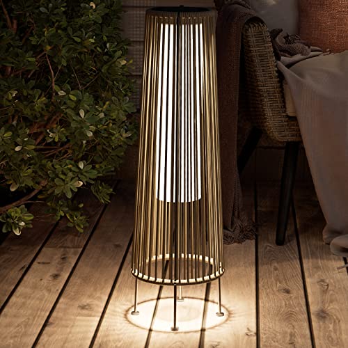 Outdoor Floor Solar Light 2-Pack, Wicker Patio Lamp Waterproof for Yard Garden T781