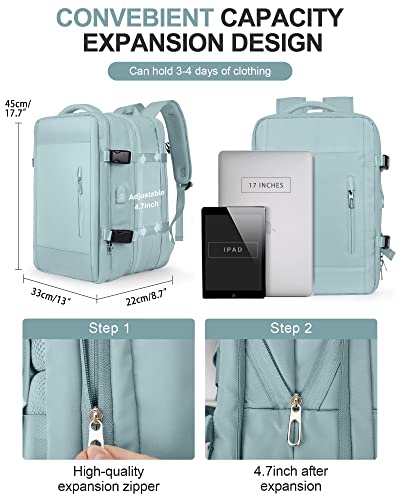 Large Laptop Travel Backpack for Women Carry On Airline Approved Expandable Work Personal Item Blue T159849
