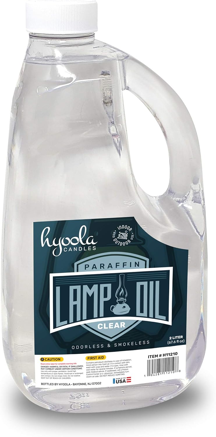 HYOOLA Liquid Paraffin Lamp Oil - Clear Smokeless, Odorless, Ultra Clean Burning Fuel for Indoor and Outdoor Use - Highest Purity Available - 2 Liter
