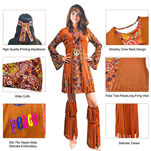 Hippie Disco Dress for Women Halloween Party Outfit S10315