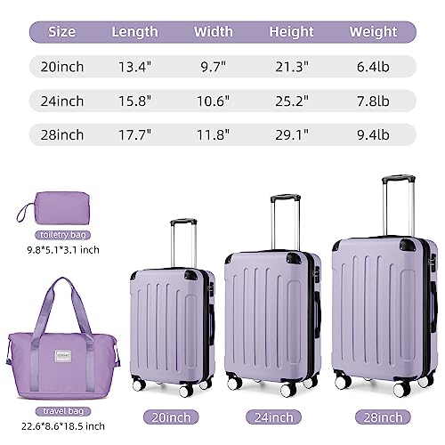 Luggage Sets 6 Piece, Expandable Suitcases with Wheels, Hardside TSA Lock J537