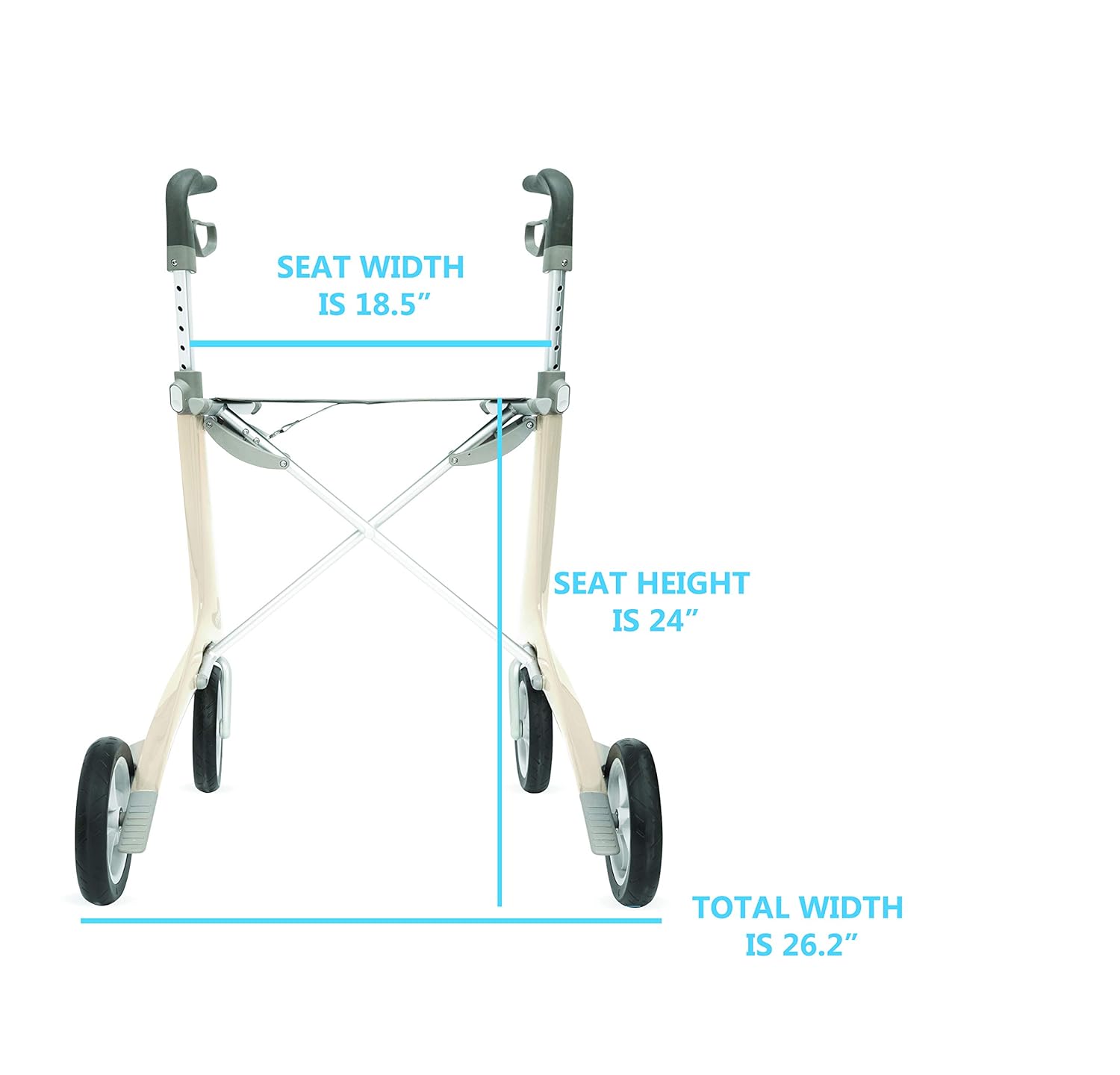 Carbon Ultralight Rollator Walker with Organizer Bag, Wide Track Q690